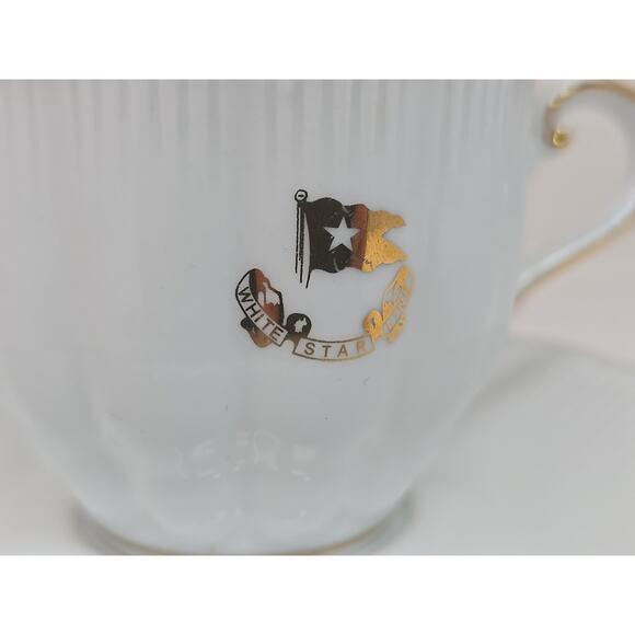 RMS Titanic Authentic Replica Coffee Tea Cup Saucer White Star Line White U297 - Picture 3 of 10